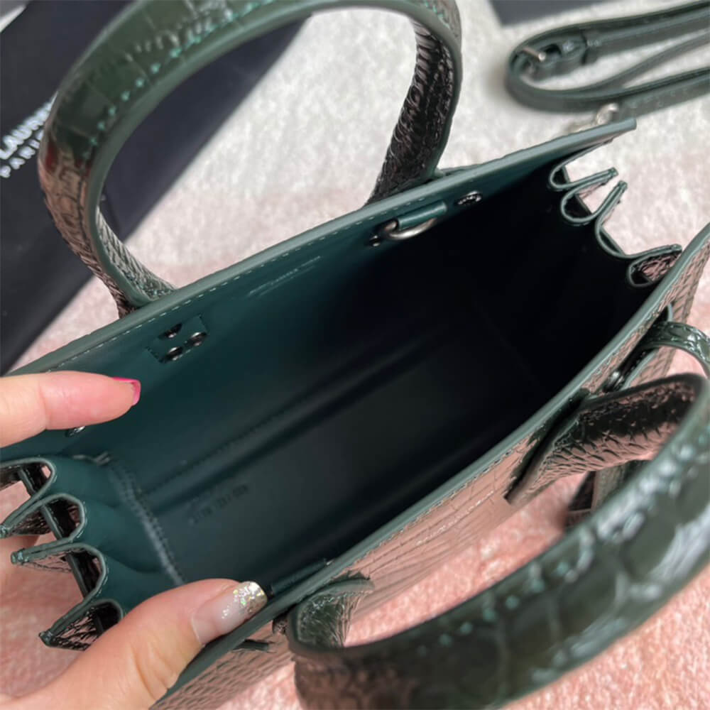 YSL Sac De Jour Nano Bag In Embossed Crocodile Shiny Leather - Replica Luxury Bags™