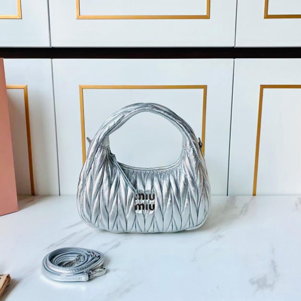 Miumiu Small Wander Matelasse Nappa Leather Hobo Bag - Replica Luxury Bags™