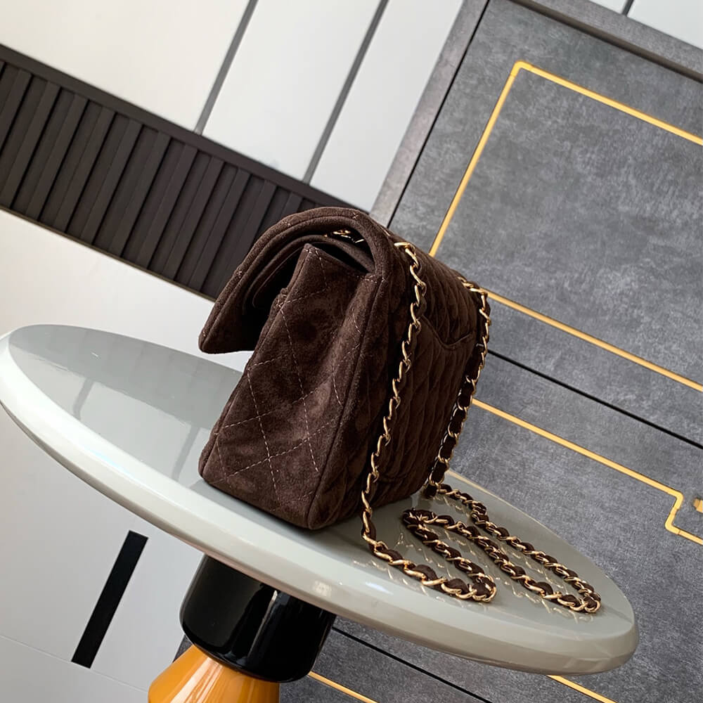 Chanel Suede Classic Double Flap Handbag - Replica Luxury Bags™