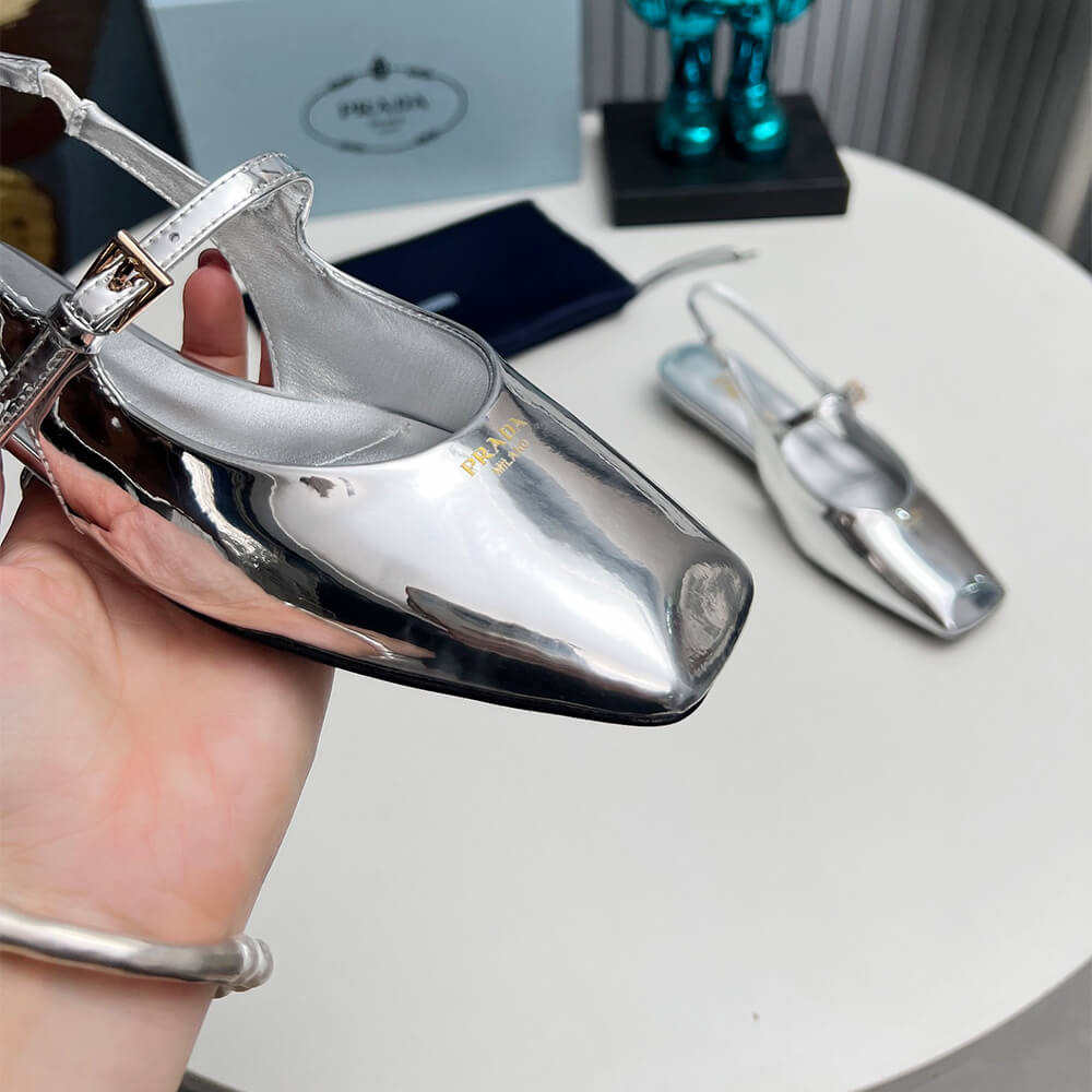 Prada Patent Leather Slingback Ballerinas Shoes - Replica Luxury Bags™