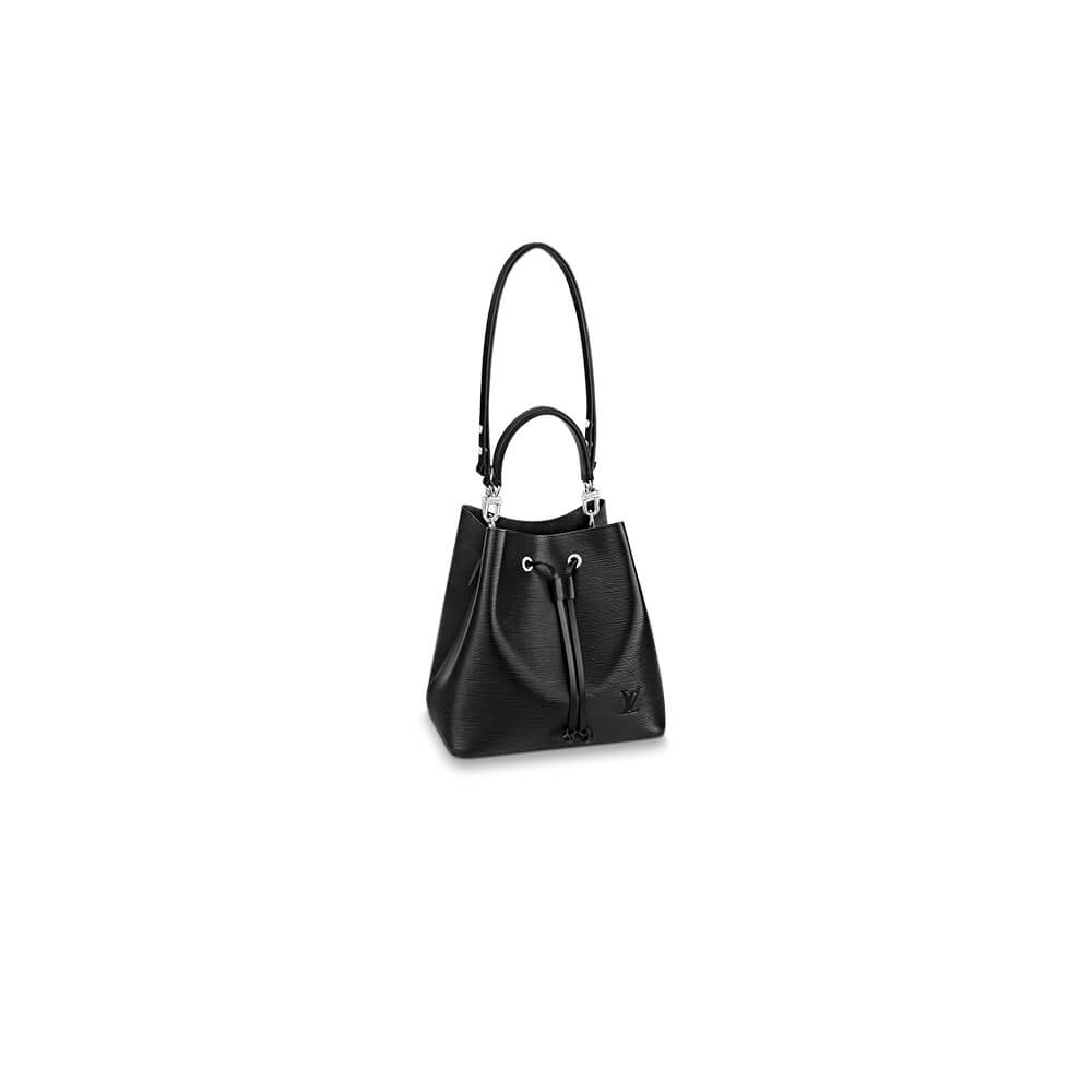 LV Neonoe MM Bucket Bag in Smooth Finish Black Leather - Replica Luxury Bags™