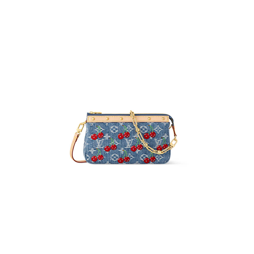 LV x TM Pochette Accessoires Monogram and Cherries Denim Bag - Replica Luxury Bags™