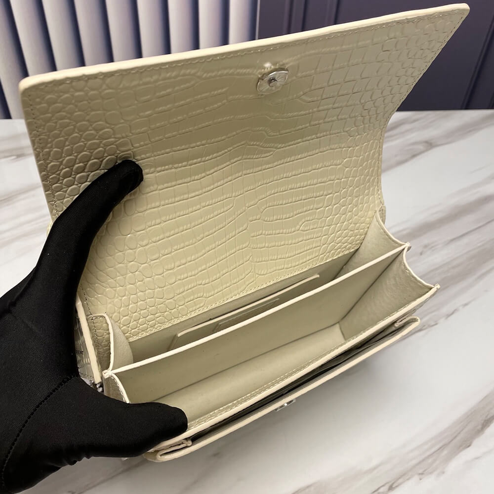 YSL Sunset Medium Chain Bag In Crocodile-Embossed Shiny Leather - Replica Luxury Bags™