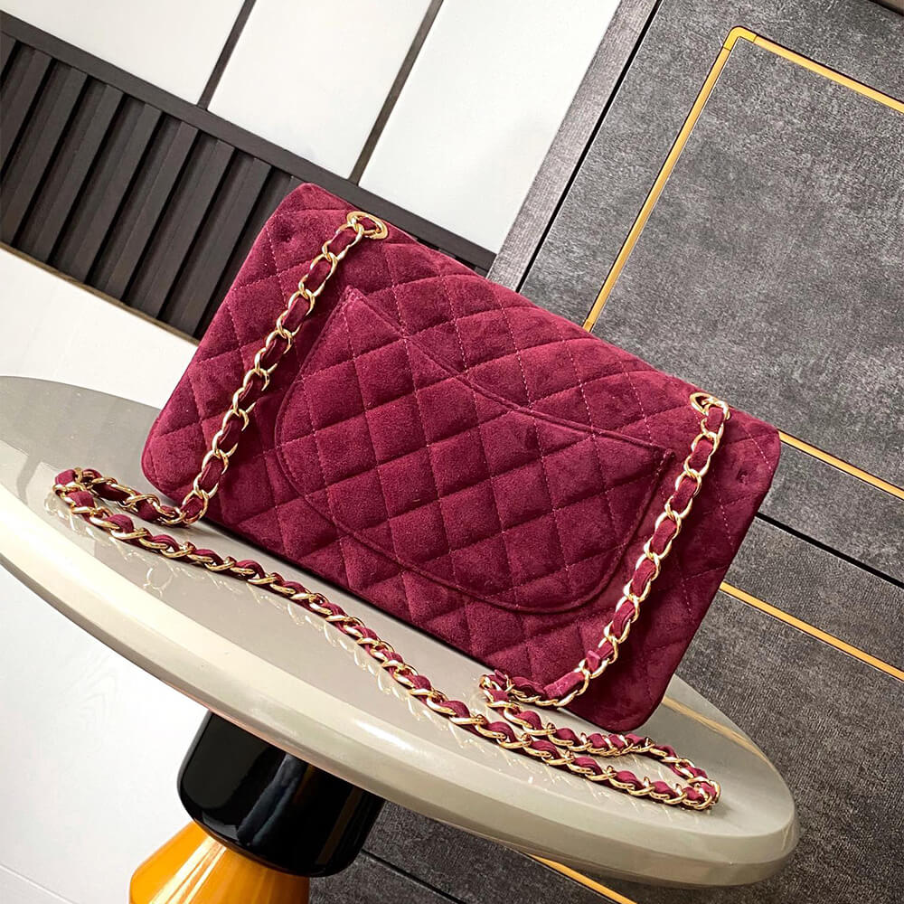 Chanel Suede Classic Double Flap Handbag - Replica Luxury Bags™