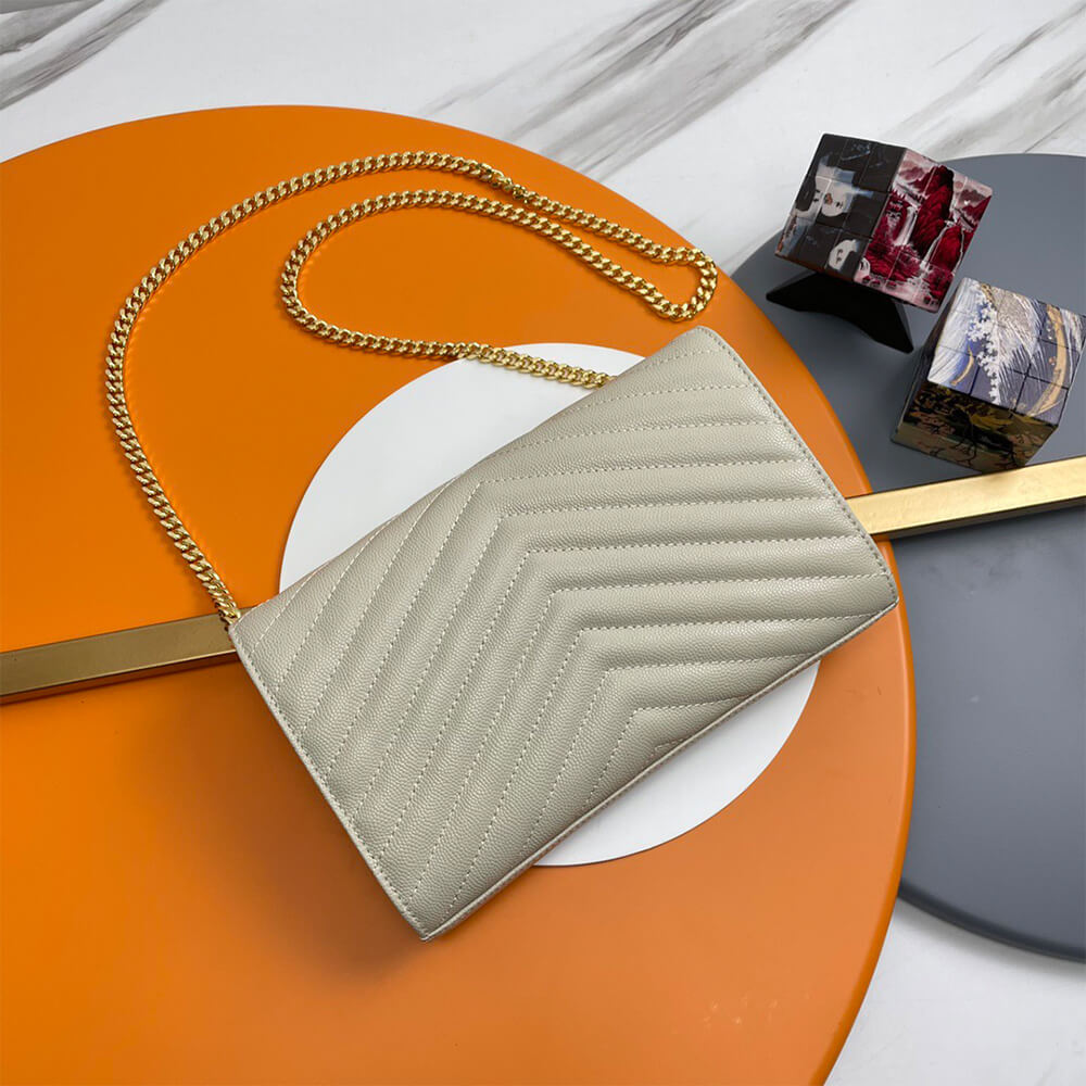 YSL Classic Cassandre Chain Wallet Bag in Grain De Poudre Leather - Replica Luxury Bags™