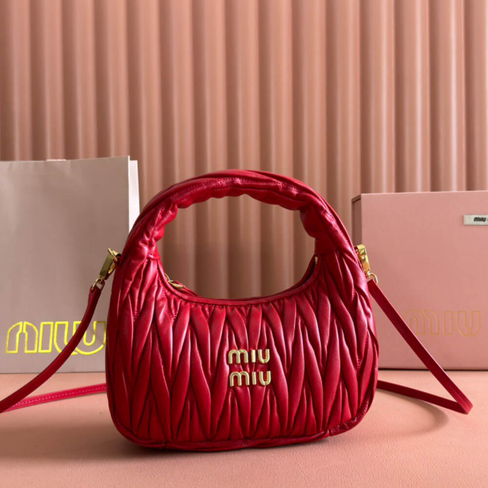 Miumiu Small Wander Matelasse Nappa Leather Hobo Bag - Replica Luxury Bags™