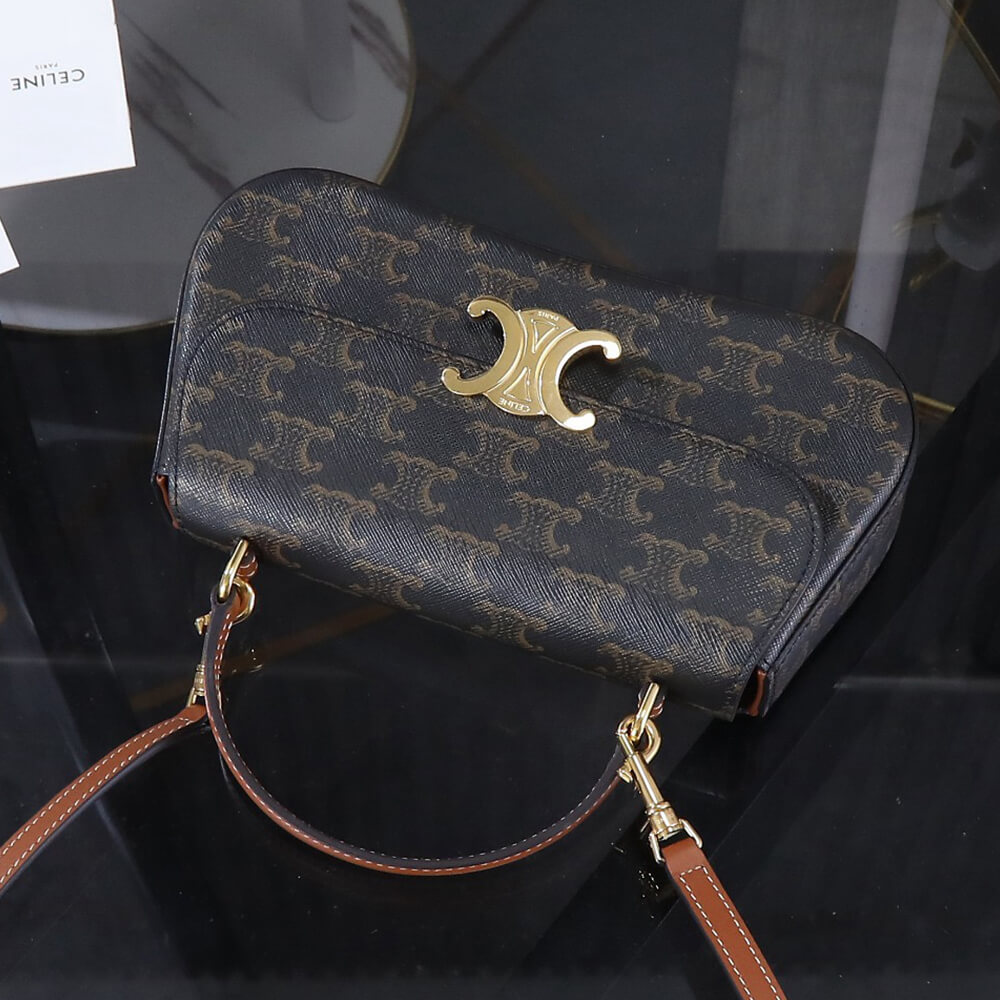 Teen Celine Lola Bag in Triomphe Canvas And Calfskin - Replica Luxury Bags™