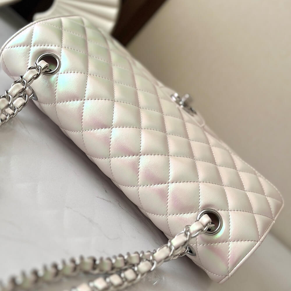 Chanel Classic Flap Handbag in Gradient Cream White with Silver Hardware - Replica Luxury Bags™