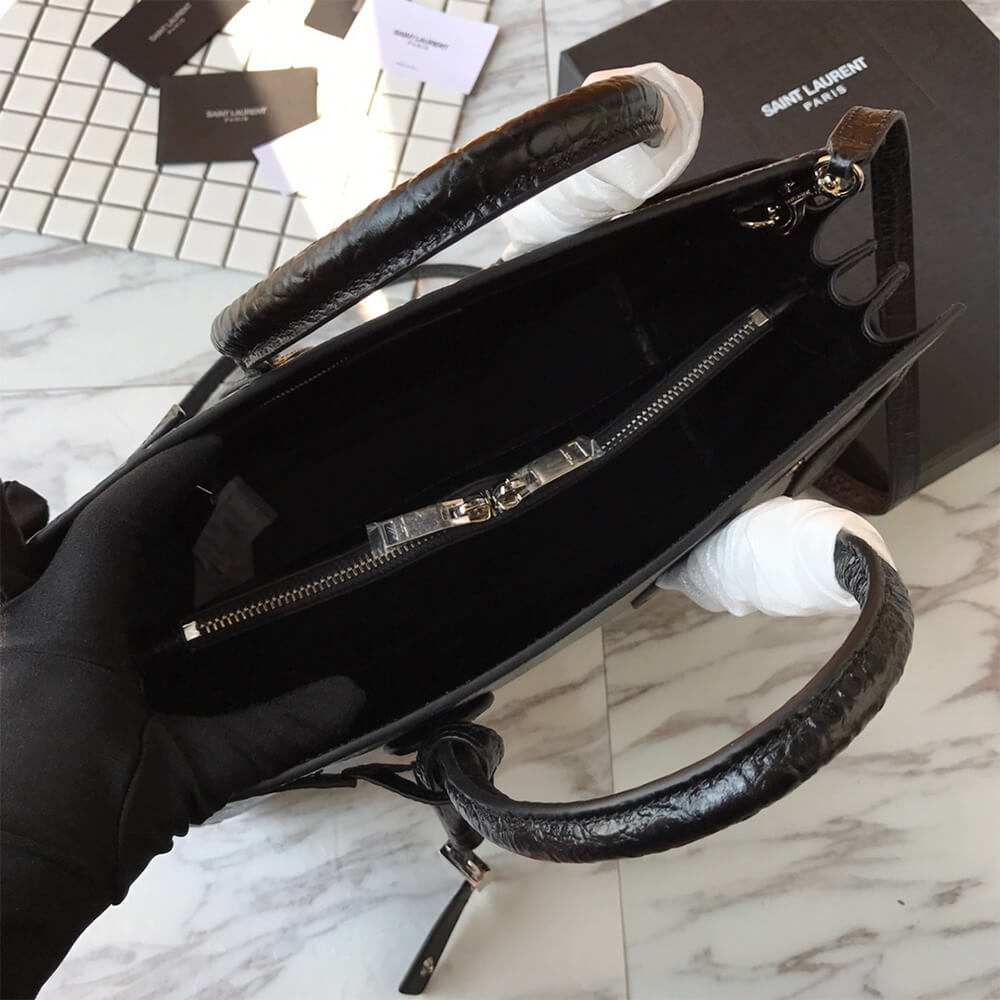 YSL Small Sac De Jour Bag in Matte Embossed Crocodile Leather - Replica Luxury Bags™