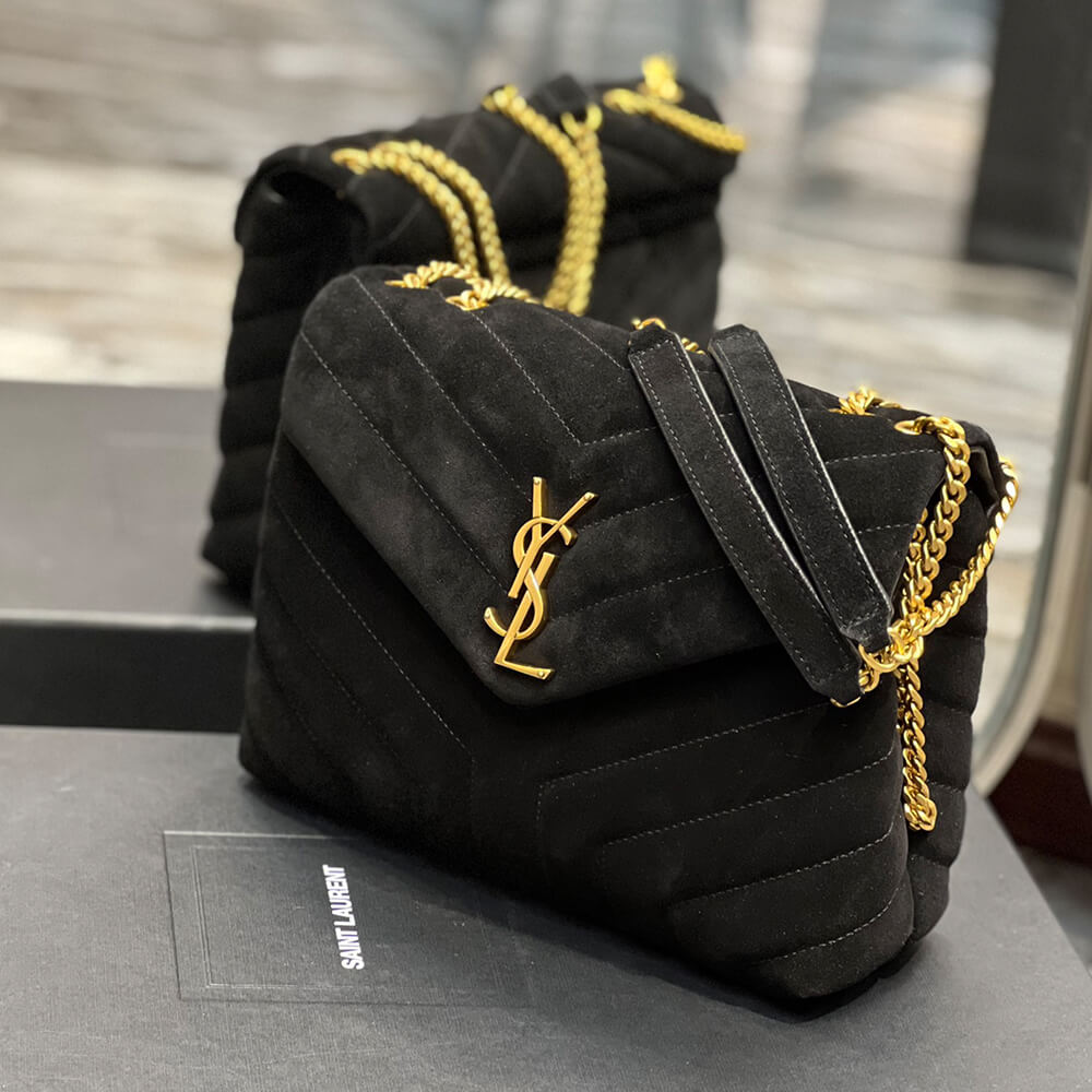 YSL Loulou Small Chain Bag in Y Quilted Suede - Replica Luxury Bags™