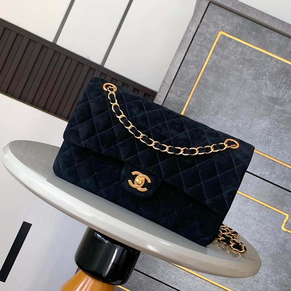 Chanel Suede Classic Double Flap Handbag - Replica Luxury Bags™
