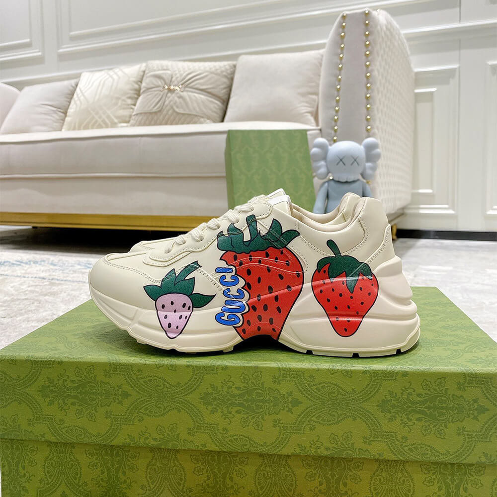 Gucci Strawberries Rhyton Sneaker Shoes - Replica Luxury Bags™