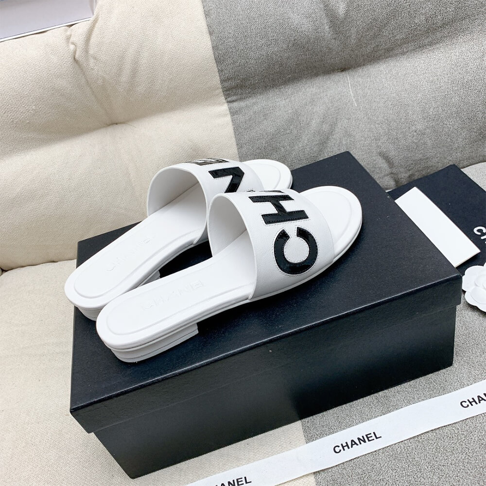 Chanel Ivory Slides Shoes - Replica Luxury Bags™