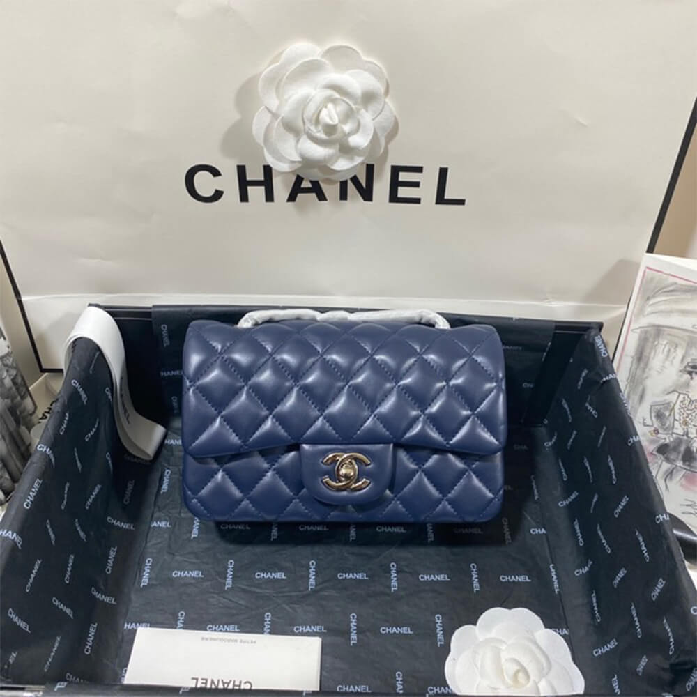 Chanel Mini Flap Bag in Navy with Silver Hardware - Replica Luxury Bags™