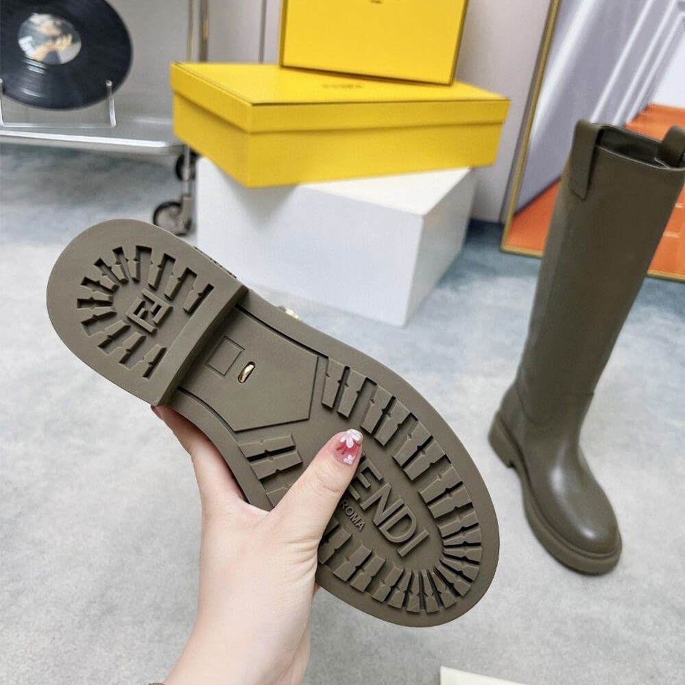 Fendi Filo Green Leather Boots Shoes - Replica Luxury Bags™