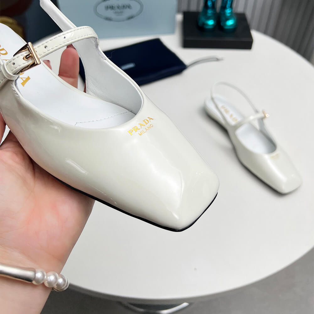 Prada Patent Leather Slingback Ballerinas Shoes - Replica Luxury Bags™