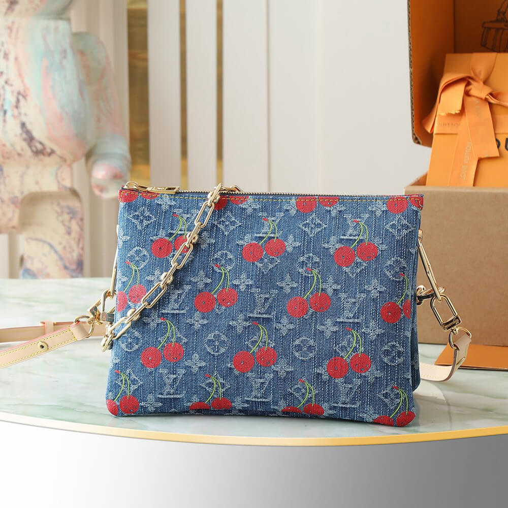 LV x TM Coussin PM Denim Cherry Bag - Replica Luxury Bags™