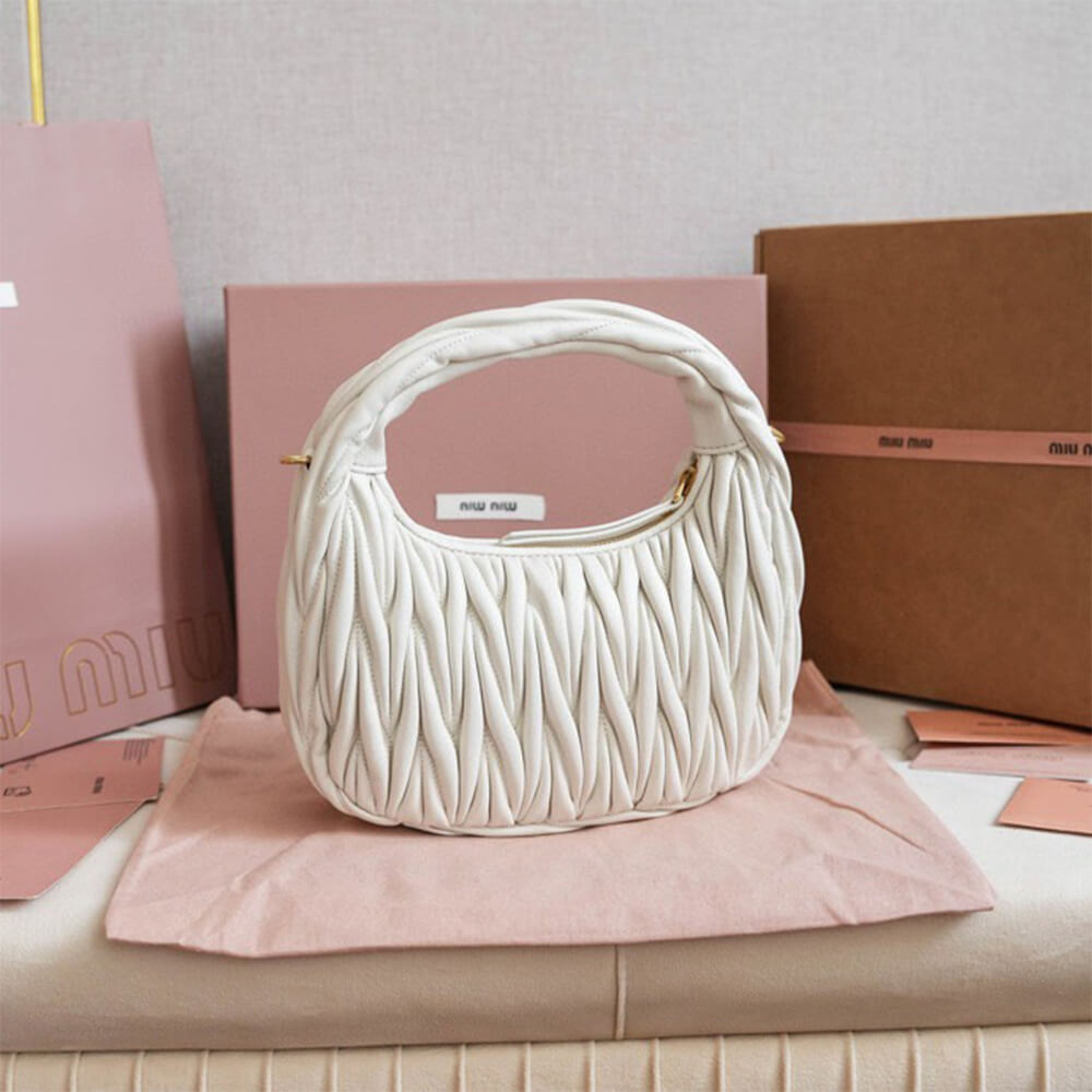 Miumiu Small Wander Matelasse Nappa Leather Hobo Bag - Replica Luxury Bags™