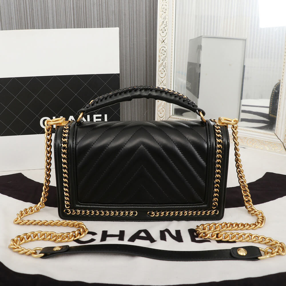Chanel Top Handle Chevron Boy Handbag - Replica Luxury Bags™