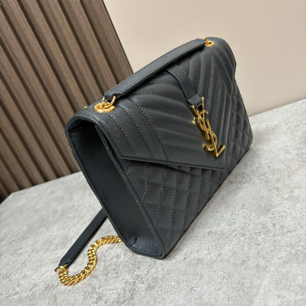 YSL Envelope Medium Bag in Grained Leather - Replica Luxury Bags™