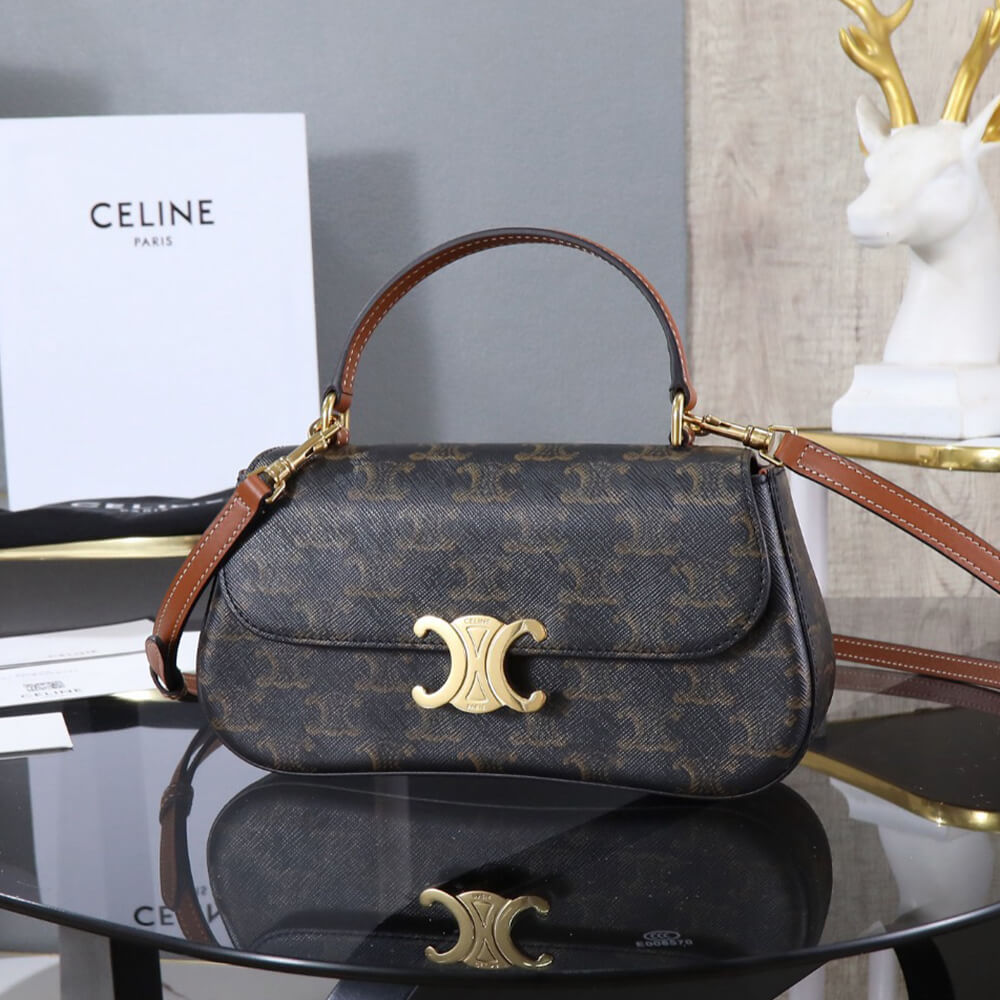 Teen Celine Lola Bag in Triomphe Canvas And Calfskin - Replica Luxury Bags™
