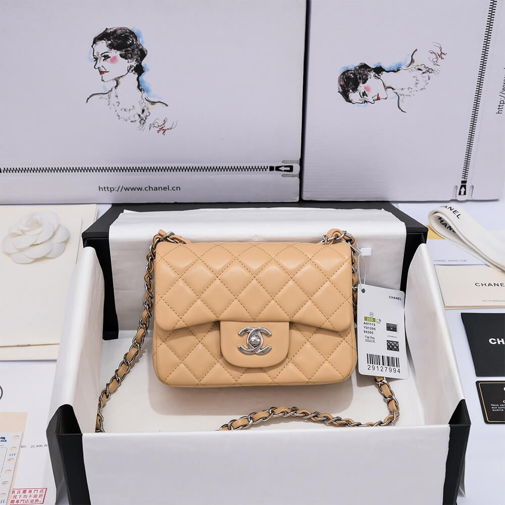 Chanel Mini Flap Bag in Nude Color and Silver Hardware - Replica Luxury Bags™