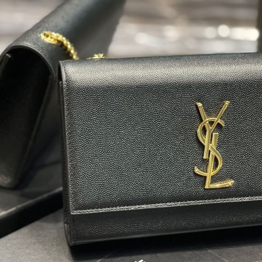 YSL Kate Medium Chain Bag in Grain De Poudre Embossed Leather - Replica Luxury Bags™