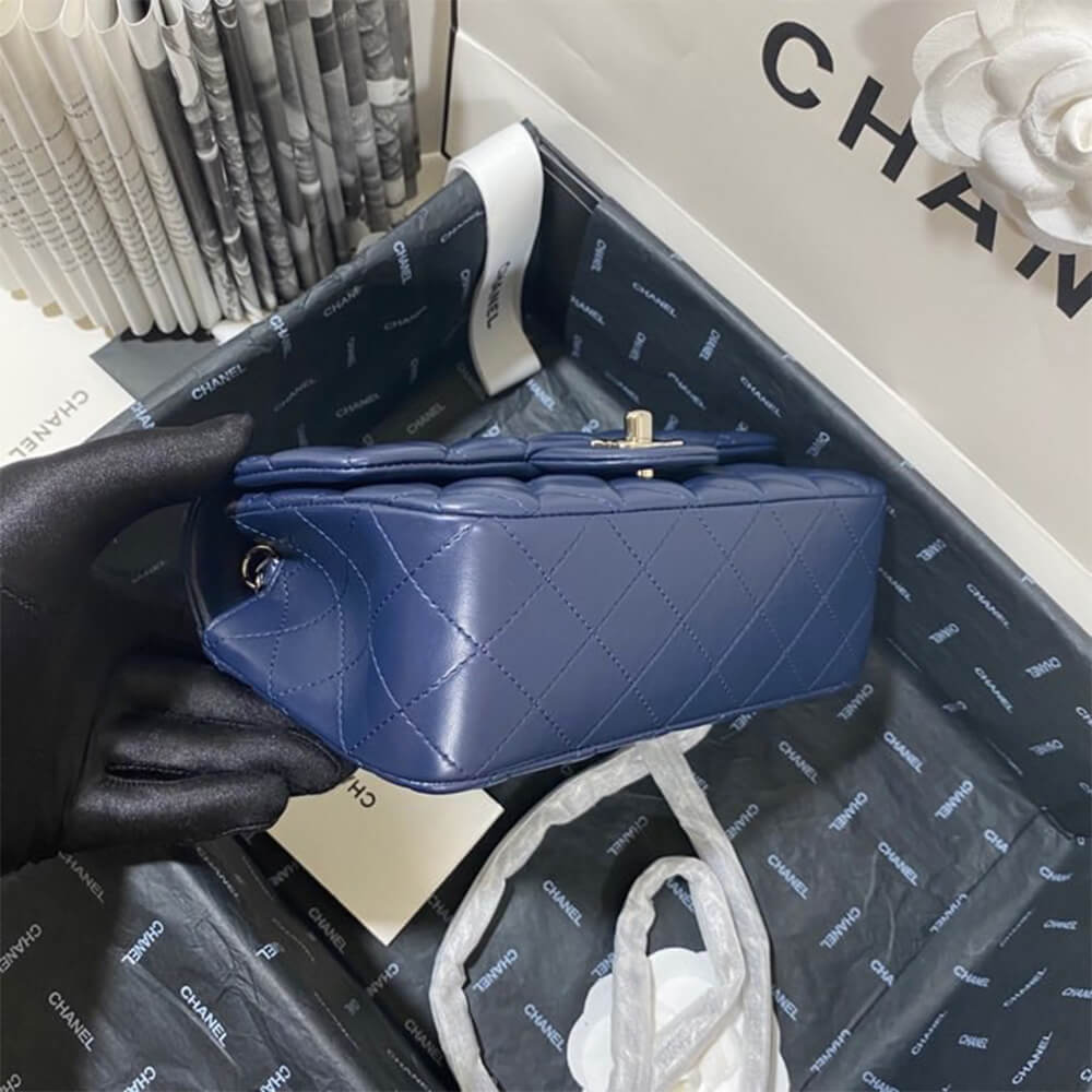 Chanel Mini Flap Bag in Navy with Silver Hardware - Replica Luxury Bags™