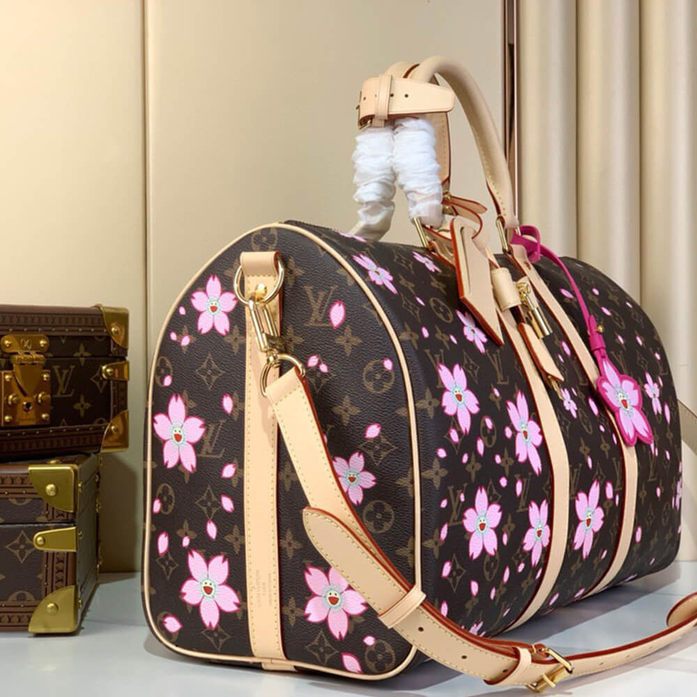 LV x TM Keepall Bandouliere 45 Cherry Blossom Bag - Replica Luxury Bags™