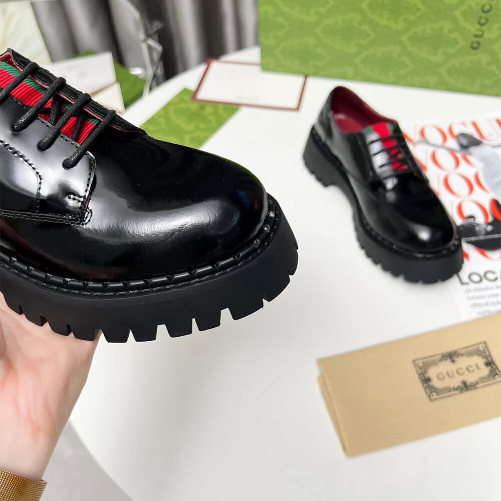 Gucci Women s lace-up with Web Shoes - Replica Luxury Bags™