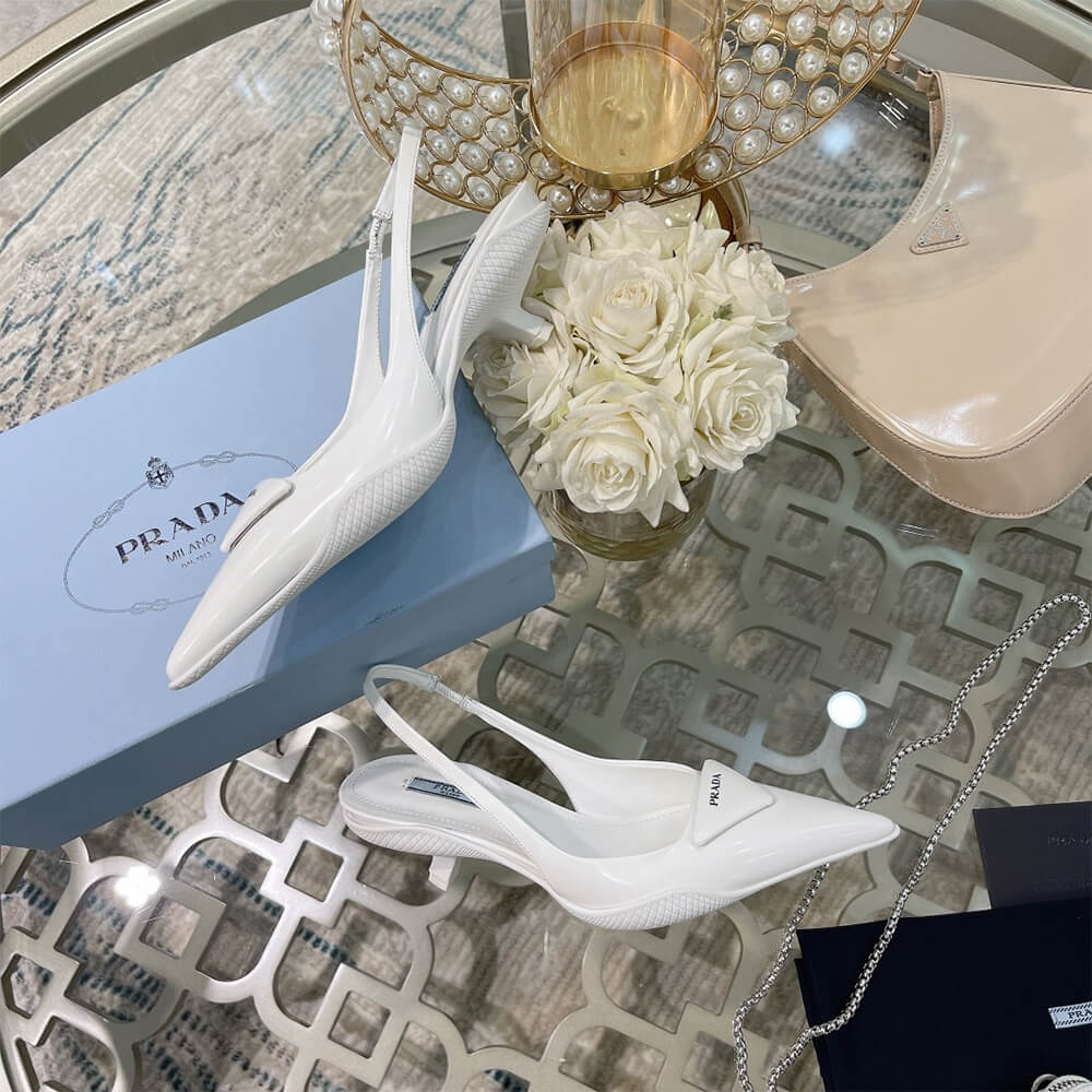 Prada Brushed Leather Slingback Pumps Shoes - Replica Luxury Bags™
