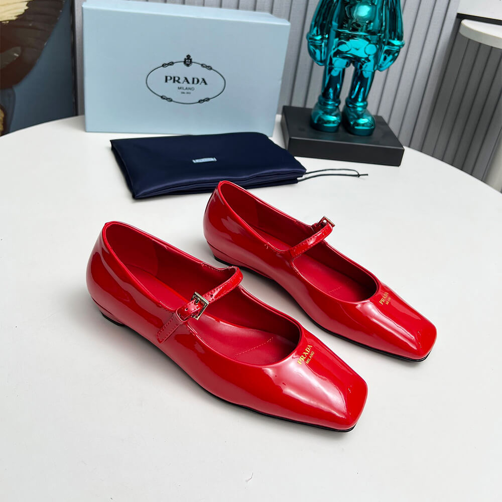 Prada Patent Leather Mary Jane Ballerinas Shoes - Replica Luxury Bags™