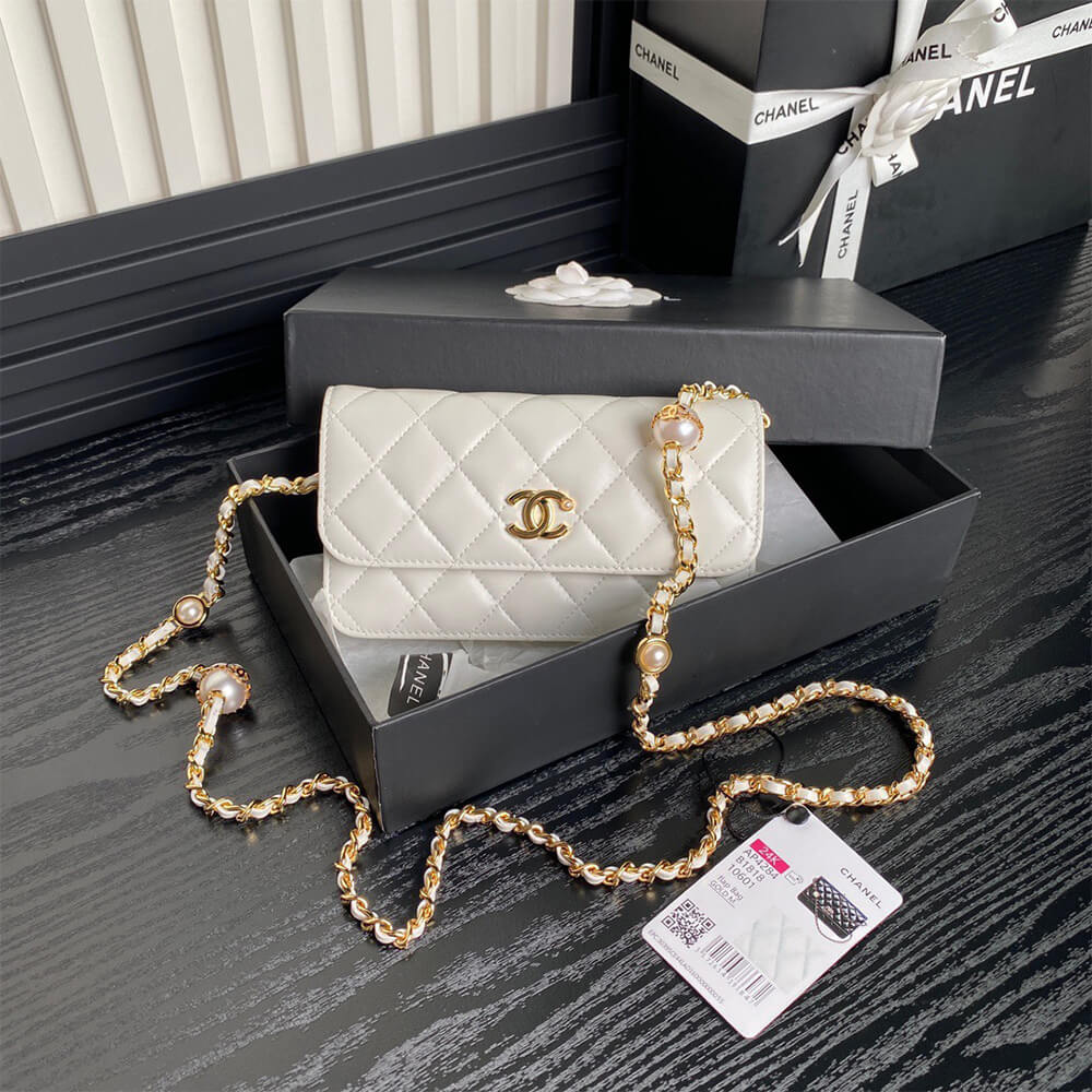 Chanel Flap Phone Holder Bag with Chain - Replica Luxury Bags™