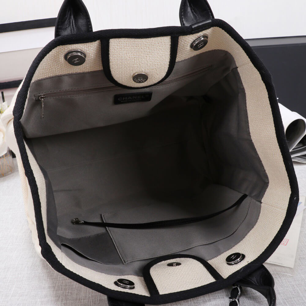 Chanel Woven Straw Raffia Striped Medium Deauville Tote Bag - Replica Luxury Bags™