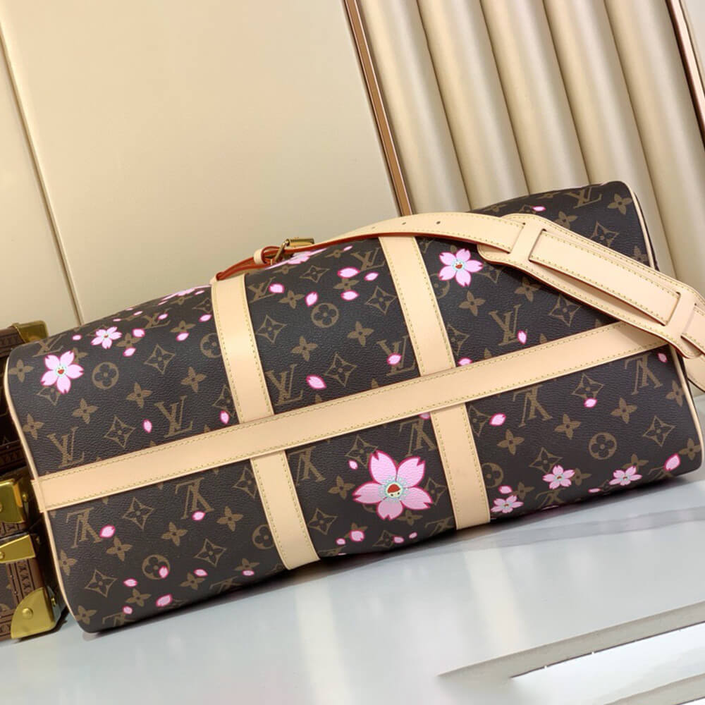 LV x TM Keepall Bandouliere 45 Cherry Blossom Bag - Replica Luxury Bags™