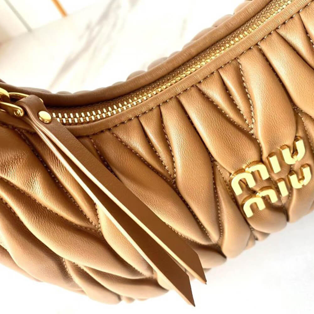 Miumiu Small Wander Matelasse Nappa Leather Hobo Bag - Replica Luxury Bags™