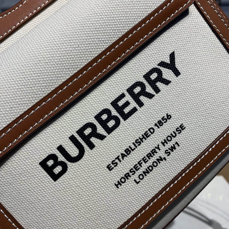 Burberry Pocket Medium Leather-trimmed Canvas Tote Bag - Replica Luxury Bags™