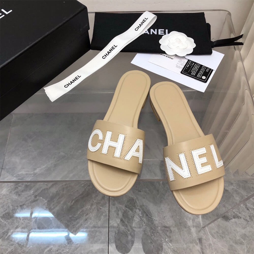 Chanel Ivory Slides Shoes - Replica Luxury Bags™