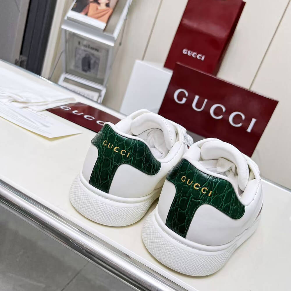 Gucci Ace Web Stripe leather sneakers Shoes - Replica Luxury Bags™