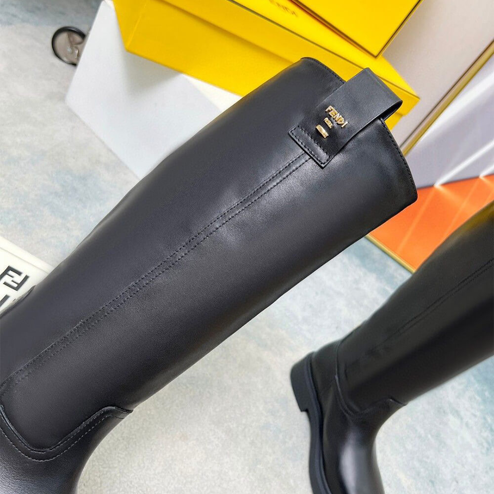 Fendi Filo Black Leather Boots Shoes - Replica Luxury Bags™