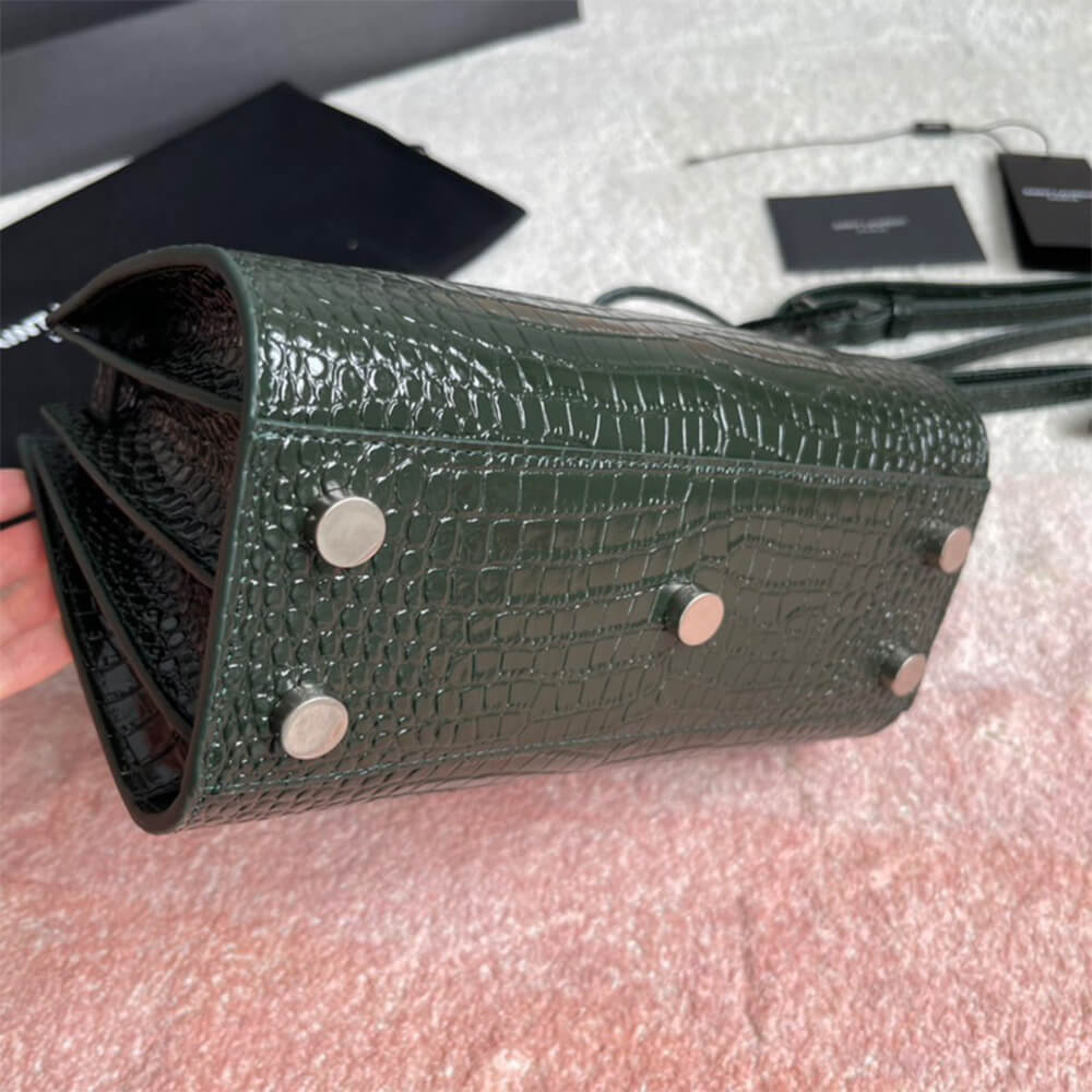 YSL Sac De Jour Nano Bag In Embossed Crocodile Shiny Leather - Replica Luxury Bags™