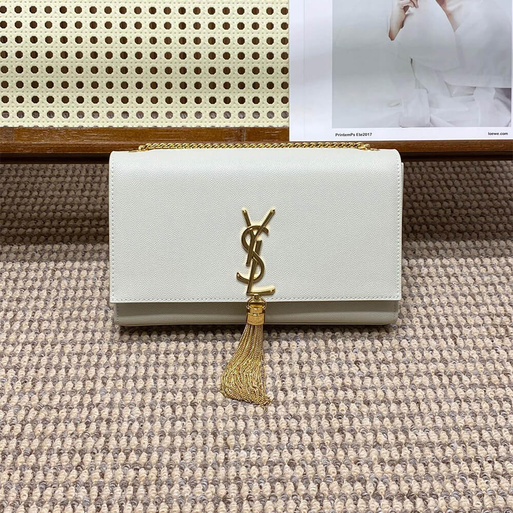 YSL Kate Medium Tassel Bag in Grain De Poudre Embossed Leather - Replica Luxury Bags™