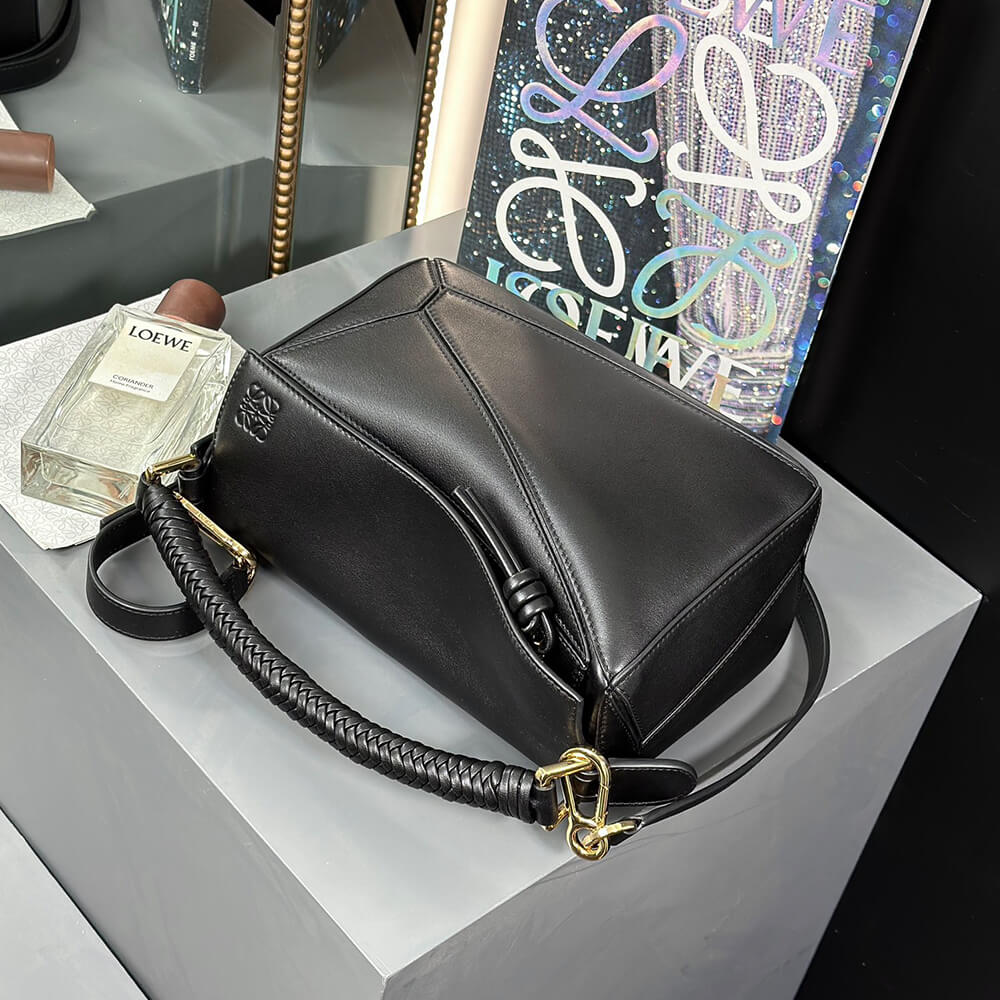 Loewe Small Puzzle Bag in Black Smooth Calfskin - Replica Luxury Bags™