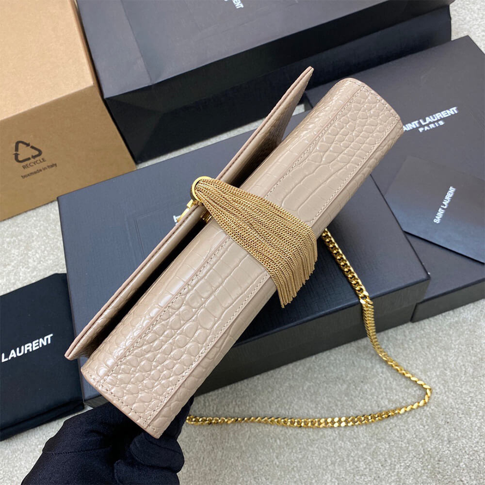 YSL Kate Medium Tassel Bag in Crocodile-Embossed Leather - Replica Luxury Bags™