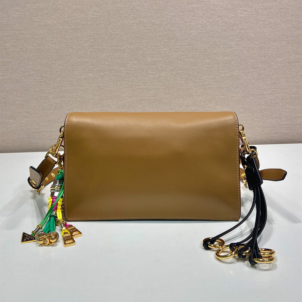 Prada Soft Sound Small Leather Shoulder Bag with C harms - Replica Luxury Bags™