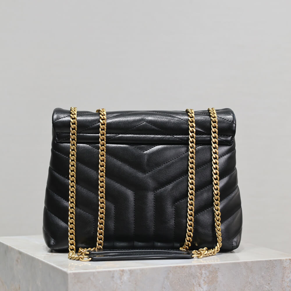 YSL Loulou Small Chain Bag in Black Leather Gold Hardware - Replica Luxury Bags™