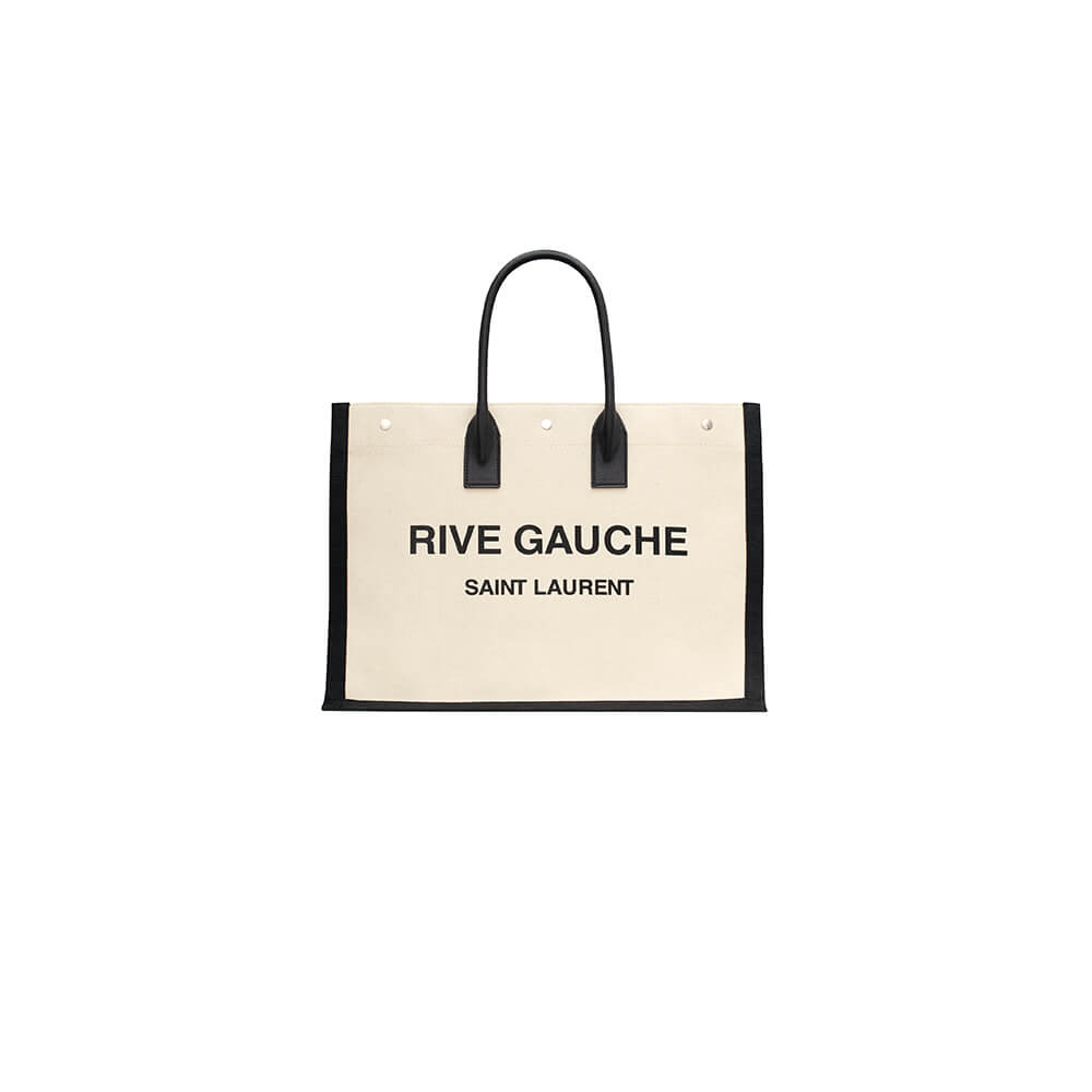YSL RIVE GAUCHE LARGE TOTE BAG IN PRINTED CANVAS AND LEATHER - Replica Luxury Bags™