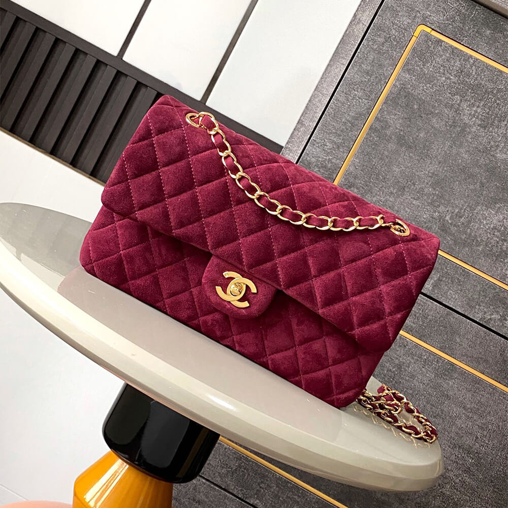 Chanel Suede Classic Double Flap Handbag - Replica Luxury Bags™