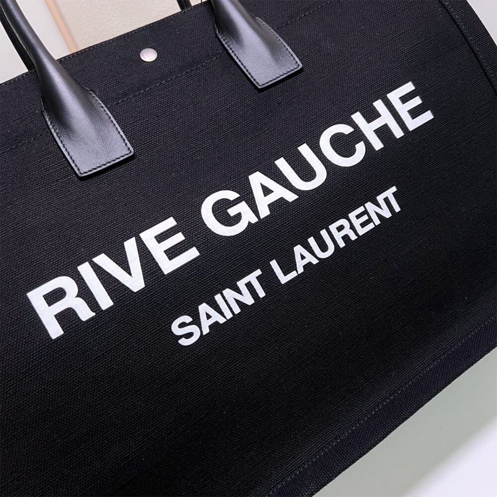 YSL Rive Gauche Tote Bag in Linen and Leather - Replica Luxury Bags™