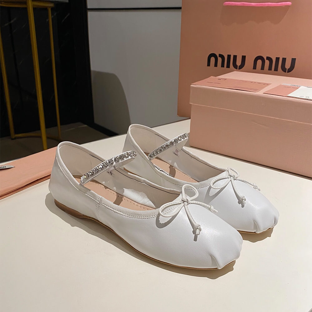MiuMiu Leather Ballerinas Shoes - Replica Luxury Bags™